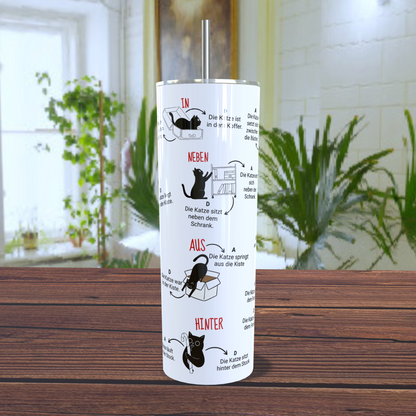 Termos educativ din inox – Prepozițiile în limba germană cu pisica